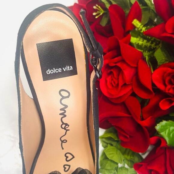 Dolce Vita Amore Platform Stiletto Heels Size 7.5 Black Slingback Open/Peep Toe - Picture 12 of 16